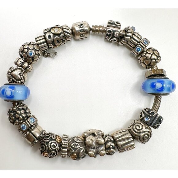 Pandora Charm Bracelet With 25 Charms (Sterling & 14K Accent Beads) - Picture 6 of 14